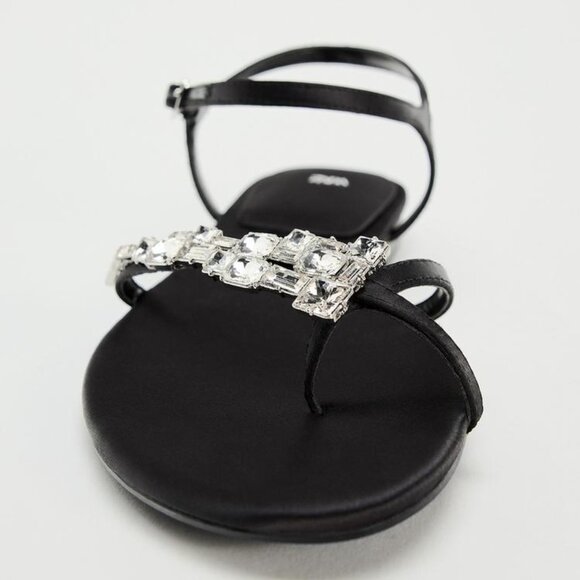ZARA EMBELLISHED FLAT SANDALS SIZE 8 - Picture 5 of 7